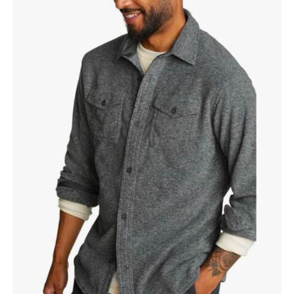 Eddie Bauer Gray Double brushed chamois flannel button down shirt mens L